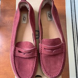 Women's Ugg Charlie Slip On Shoes 10 Penny Loafer Red Clay Suede 1019131 *NEW*